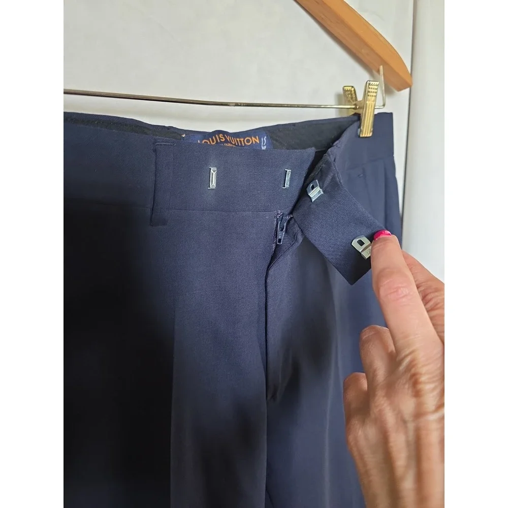 Louis Vuitton Rare Uniforms Mens Navy Slim HEMMED Trousers Size EU 44/US 28